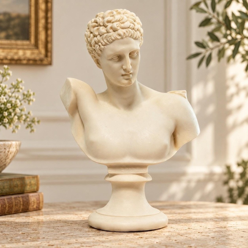 Vintage Hermes Mercury Greek God Bust Pedestal Statue Roman Neoclassical Decor